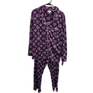 Secret Treasures NWT Plum Purple Floral Pajama Set Button Up Top SZ 3XL